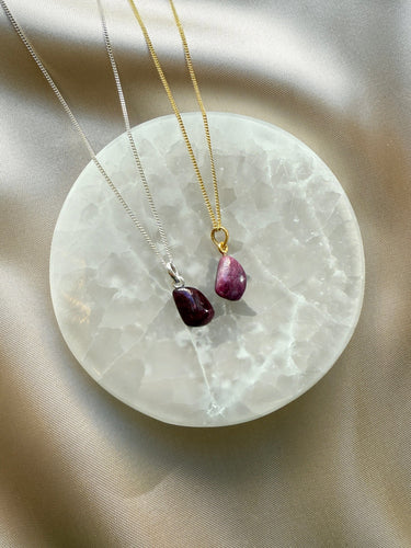 RUBY CRYSTAL NECKLACE - 'NUGGET' PENDANT Necklace The Crystal Avenues 