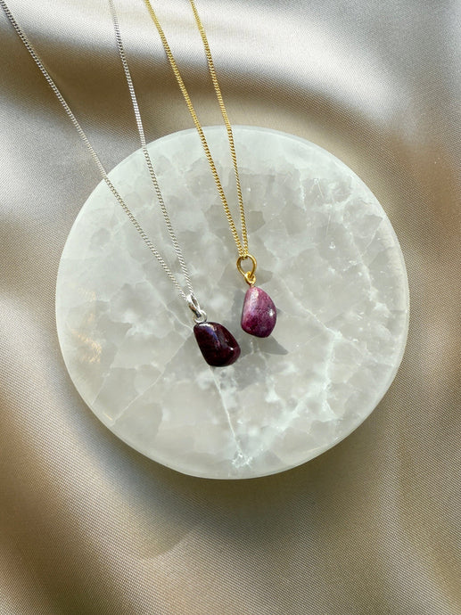 RUBY CRYSTAL NECKLACE - 'NUGGET' PENDANT Necklace The Crystal Avenues 