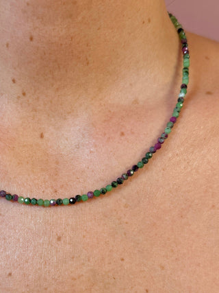 RUBY ZOISITE FACET CHOKER NECKLACE Necklace The Crystal Avenues 