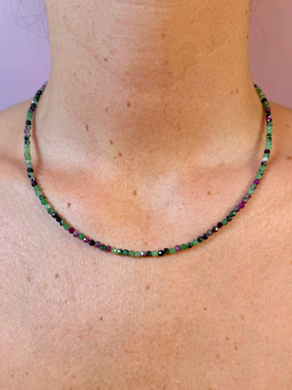 RUBY ZOISITE FACET CHOKER NECKLACE Necklace The Crystal Avenues 