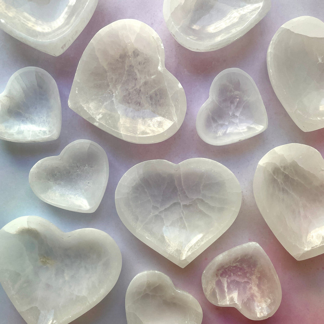 SELENITE HEART BOWL Crystal Bowl The Crystal Avenues 