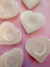 Load image into Gallery viewer, SELENITE HEART T-LIGHT CANDLE HOLDER Candle holder The Crystal Avenues 
