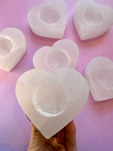 Load image into Gallery viewer, SELENITE HEART T-LIGHT CANDLE HOLDER Candle holder The Crystal Avenues 
