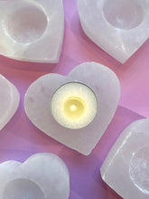 Load image into Gallery viewer, SELENITE HEART T-LIGHT CANDLE HOLDER Candle holder The Crystal Avenues 
