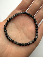 Load image into Gallery viewer, SILVER OBSIDIAN BRACELET (4MM) Bracelet The Crystal Avenues 
