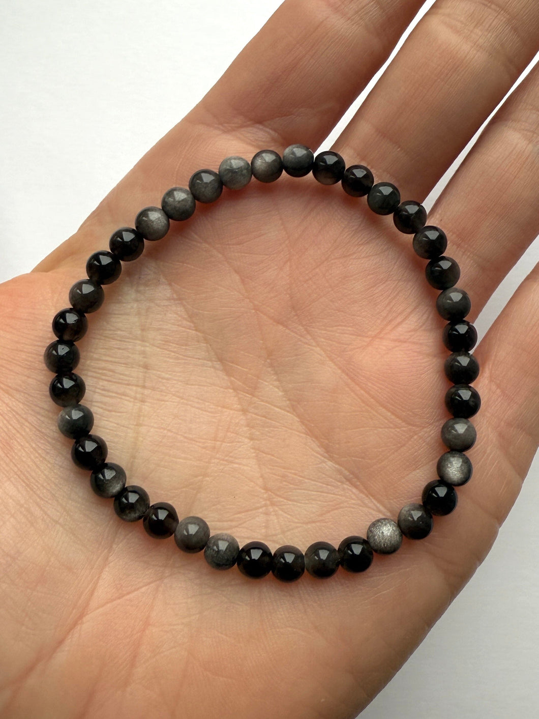 SILVER OBSIDIAN BRACELET (4MM) Bracelet The Crystal Avenues 