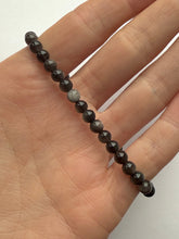 Load image into Gallery viewer, SILVER OBSIDIAN BRACELET (4MM) Bracelet The Crystal Avenues 
