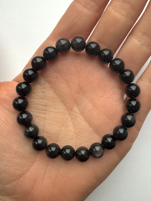 SILVER OBSIDIAN BRACELET (8MM) Bracelet The Crystal Avenues 