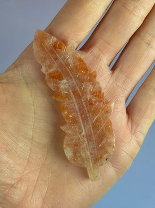 SUNSTONE FEATHER (2) tumble stone The Crystal Avenues 