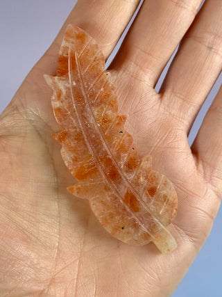 SUNSTONE FEATHER (2) tumble stone The Crystal Avenues 