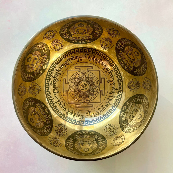 TIBETAN SINGING BOWL 'OM & BUDDHA' - 21CM The Crystal Avenues 