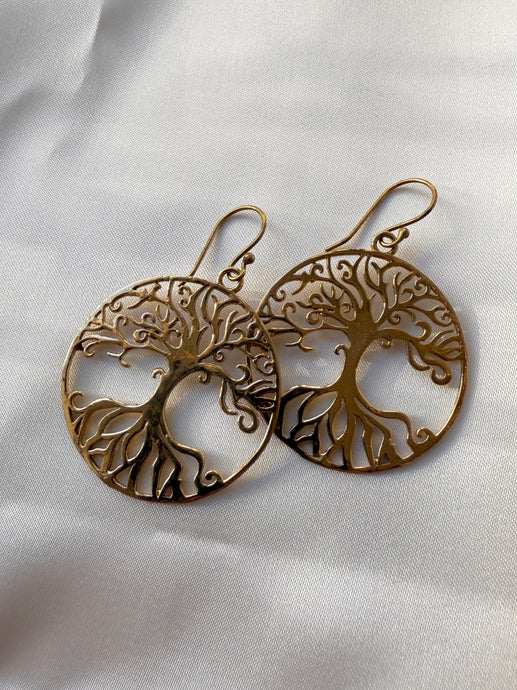 TREE OF LIFE BRASS EARRINGS - LARGE The Crystal Avenues 