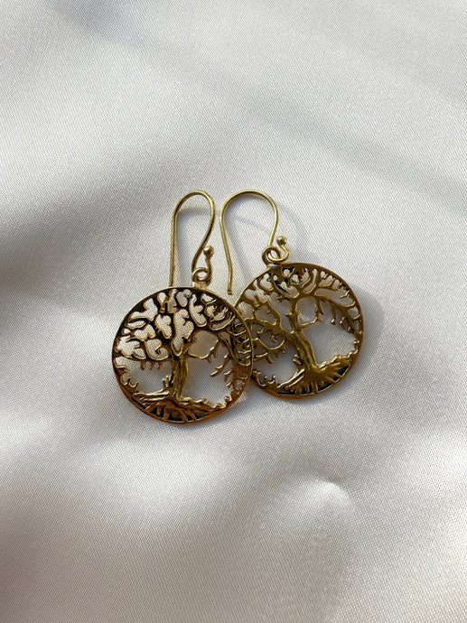 TREE OF LIFE BRASS EARRINGS - SMALL The Crystal Avenues 