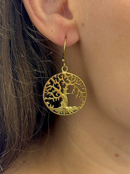 TREE OF LIFE BRASS EARRINGS - SMALL The Crystal Avenues 