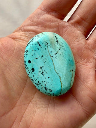 TURQUOISE CHRYSOCOLLA PALM STONE (13) tumble stone The Crystal Avenues 