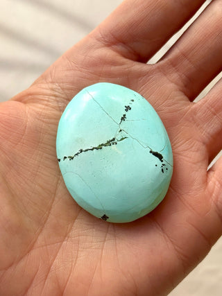 TURQUOISE CHRYSOCOLLA PALM STONE (15) tumble stone The Crystal Avenues 