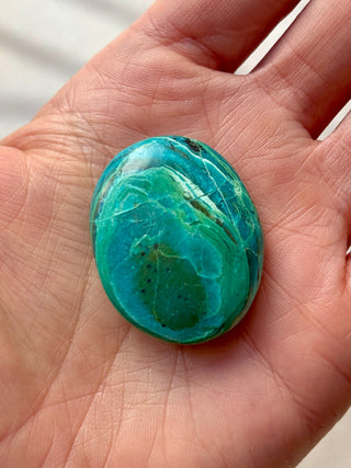 TURQUOISE CHRYSOCOLLA PALM STONE (17) tumble stone The Crystal Avenues 
