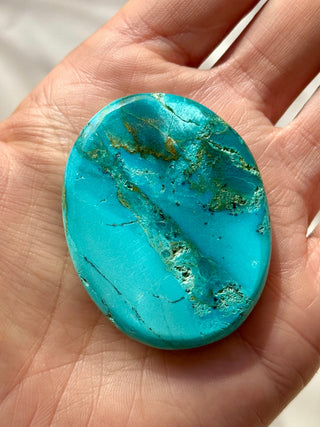 TURQUOISE CHRYSOCOLLA PALM STONE (2) tumble stone The Crystal Avenues 