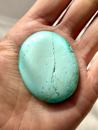 TURQUOISE CHRYSOCOLLA PALM STONE (2) tumble stone The Crystal Avenues 