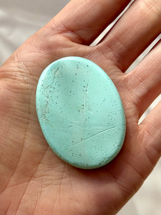 TURQUOISE CHRYSOCOLLA PALM STONE (3) tumble stone The Crystal Avenues 