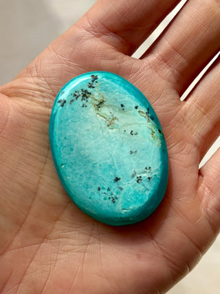 TURQUOISE CHRYSOCOLLA PALM STONE (7) tumble stone The Crystal Avenues 