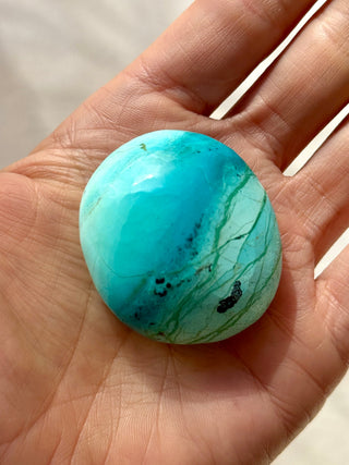TURQUOISE CHRYSOCOLLA PALM STONE (8) tumble stone The Crystal Avenues 