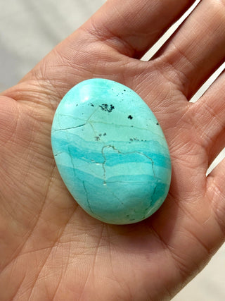 TURQUOISE CHRYSOCOLLA PALM STONE (9) tumble stone The Crystal Avenues 