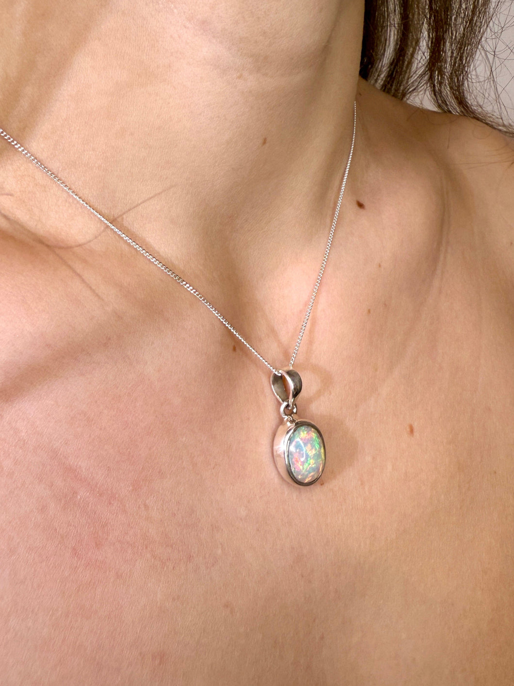 WHITE ETHIOPIAN OPAL SILVER PENDANT (NO. 7) The Crystal Avenues 