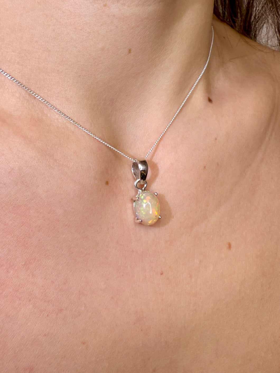 WHITE ETHIOPIAN OPAL SILVER PENDANT (NO. 9) The Crystal Avenues 