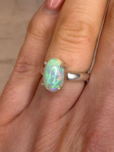 Load image into Gallery viewer, WHITE ETHIOPIAN OPAL SILVER RING (NO. 11) SIZE: 48.5 The Crystal Avenues 
