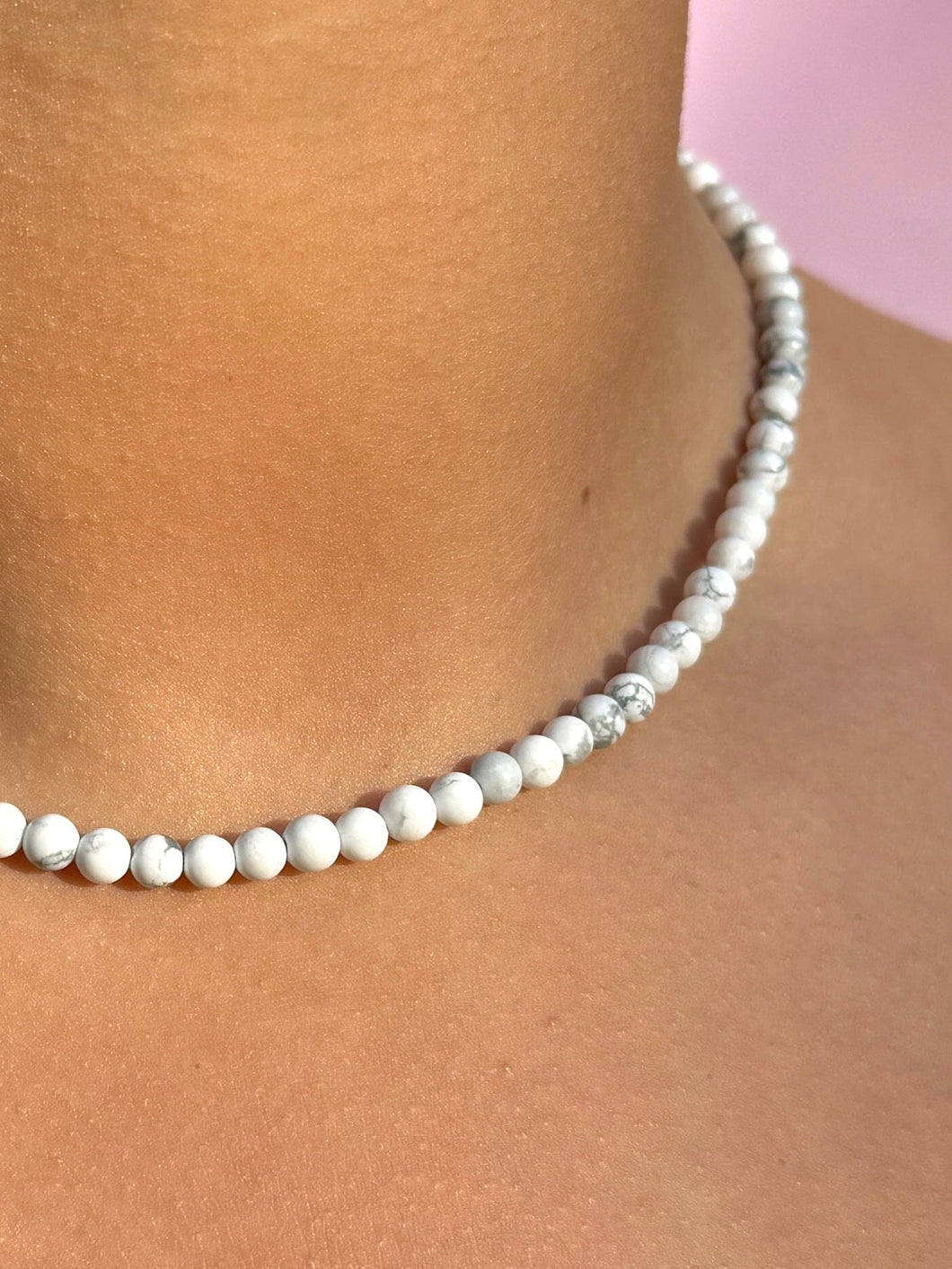 WHITE HOWLITE CHOKER NECKLACE Necklace The Crystal Avenues 