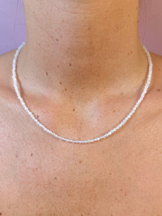 WHITE MOONSTONE FACET CHOKER NECKLACE Necklace The Crystal Avenues 