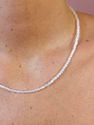 WHITE MOONSTONE FACET CHOKER NECKLACE Necklace The Crystal Avenues 