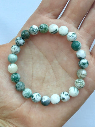 WHITE MOSS AGATE BRACELET (8MM) Bracelet The Crystal Avenues 