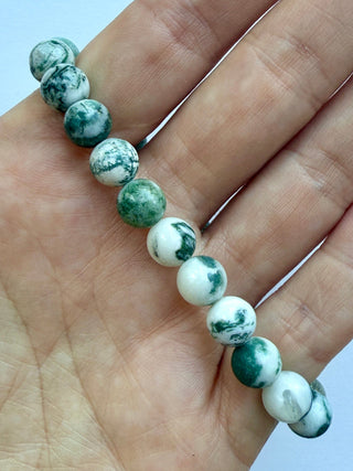 WHITE MOSS AGATE BRACELET (8MM) Bracelet The Crystal Avenues 