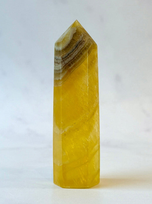 YELLOW FLUORITE TOWER (1) tumble stone The Crystal Avenues 