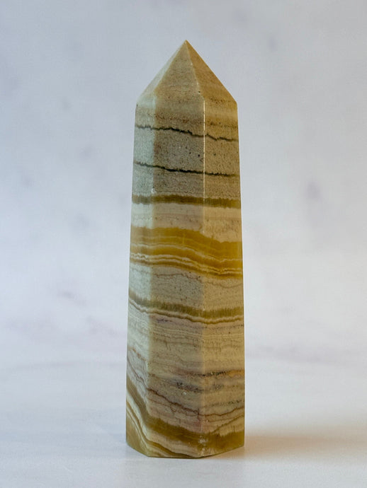 YELLOW FLUORITE TOWER (2) tumble stone The Crystal Avenues 