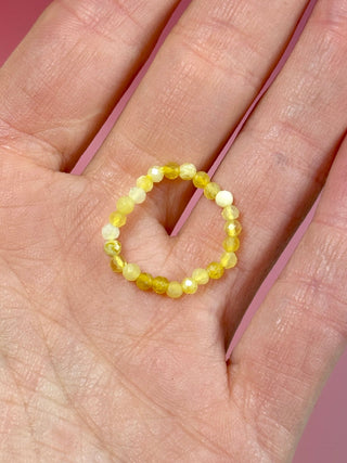 YELLOW OPAL - CRYSTAL STRETCH RING WITH FACETED BEADS Bracelet The Crystal Avenues 