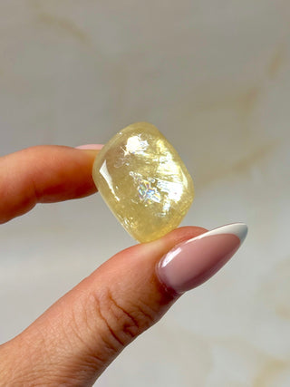 YELLOW OPTICAL CALCITE (5) Tumble Stone The Crystal Avenues 