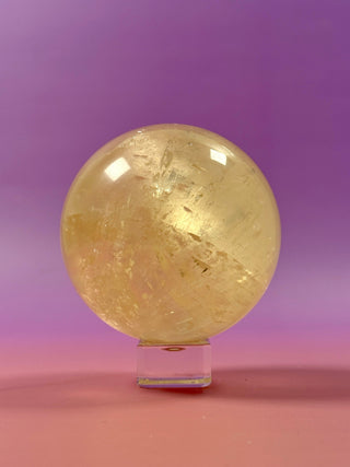 YELLOW OPTICAL CALCITE SPHERE (2) sphere The Crystal Avenues 