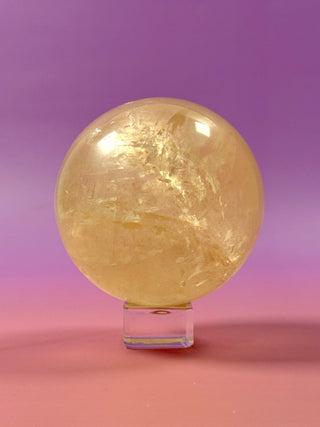YELLOW OPTICAL CALCITE SPHERE (2) sphere The Crystal Avenues 