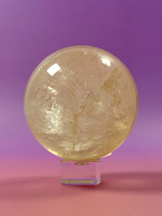 YELLOW OPTICAL CALCITE SPHERE (3) sphere The Crystal Avenues 