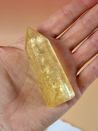 YELLOW OPTICAL CALCITE TOWER (3) Palmstone The Crystal Avenues 