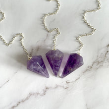 Load image into Gallery viewer, AMETHYST PENDULUM Raw Crystal The Crystal Avenues 
