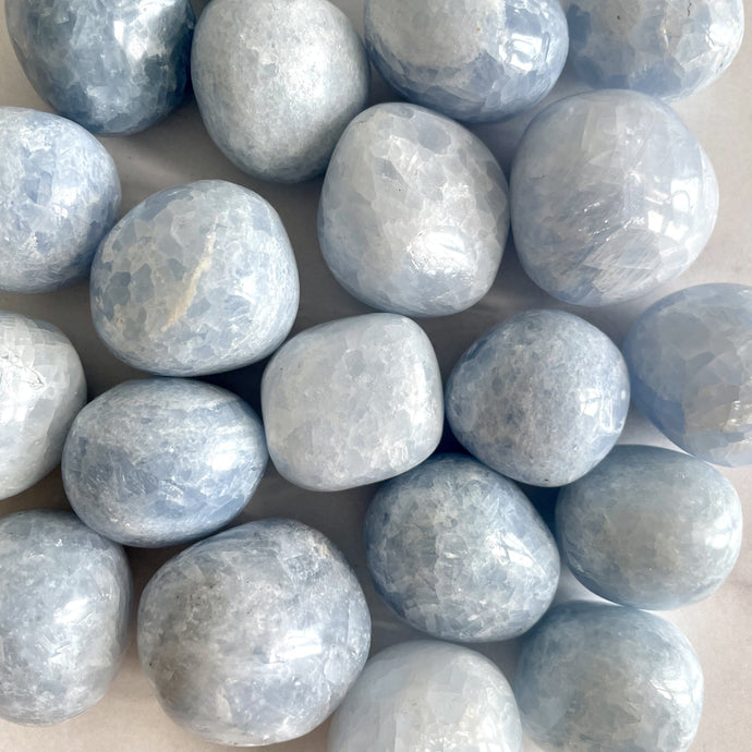 BLUE CALCITE TUMBLE STONES The Crystal Avenues 
