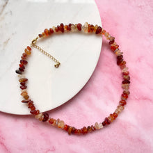 Load image into Gallery viewer, CARNELIAN CHIP CHOKER NECKLACE Bracelet The Crystal Avenues 
