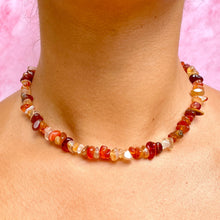 Load image into Gallery viewer, CARNELIAN CHIP CHOKER NECKLACE Bracelet The Crystal Avenues 
