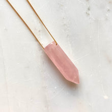 Load image into Gallery viewer, CRYSTAL NECKLACE - ROSE QUARTZ POINT Necklace The Crystal Avenues 
