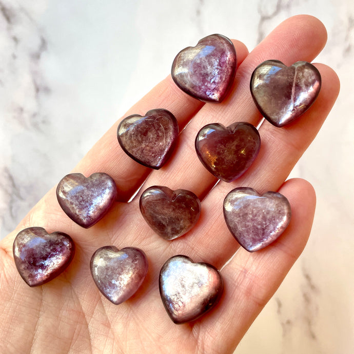 GEM LEPIDOLITE HEART tumble stone The Crystal Avenues 
