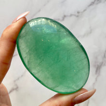 Load image into Gallery viewer, GREEN FLUORITE HIGH QUALITY PALM STONE (1) tumble stone The Crystal Avenues 
